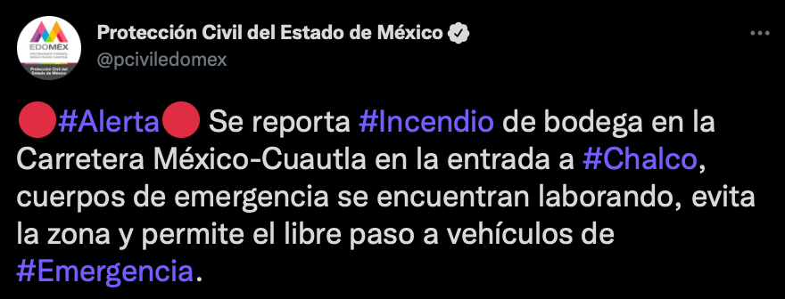 Protección civil pidió a la ciudadanía evitar la zona (Foto: Twitter/@pciviledomex)