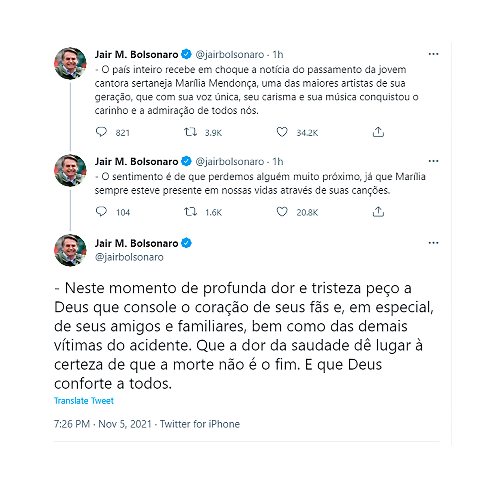 Los tuits de Jair Bolsonaro