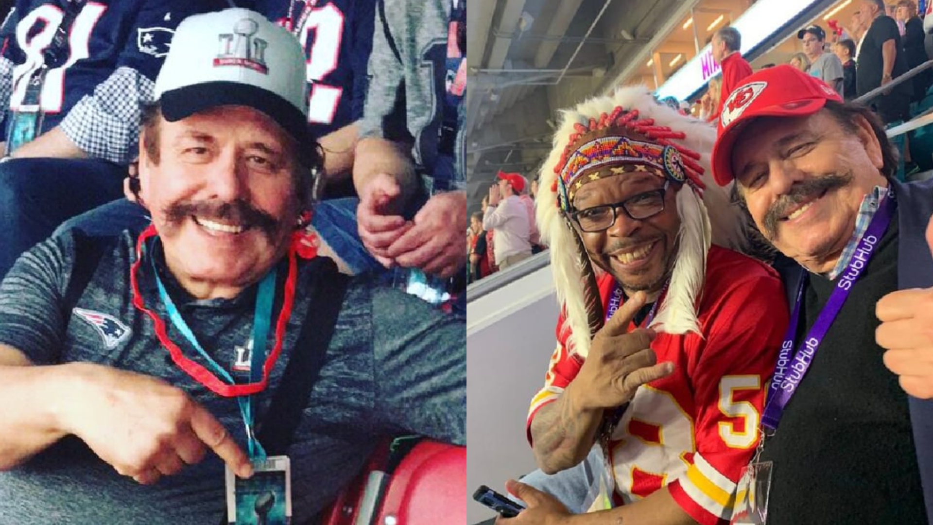 El senador Armando Guadiana en el Super Bowl 2017 y 2020 (Foto: Twitter / @aguadiana)