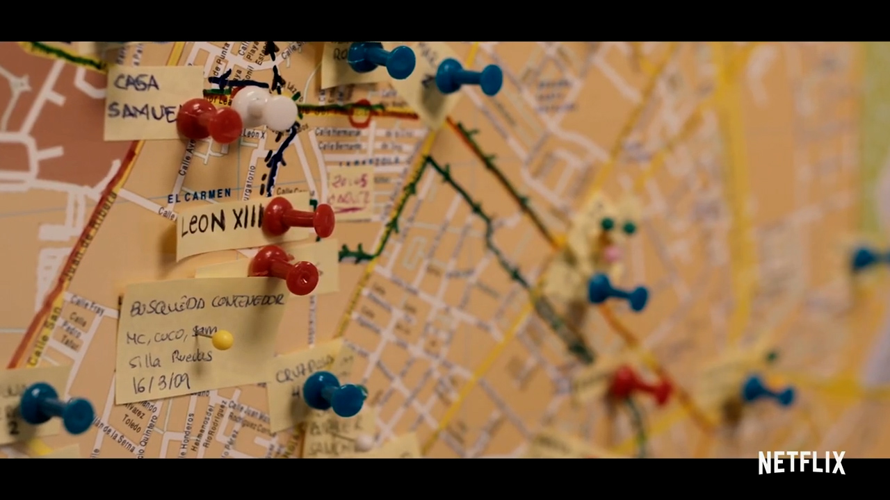 El mapa de los traslados que se llevaron a cabo en la noche de la desaparición de Marta. (Netflix)