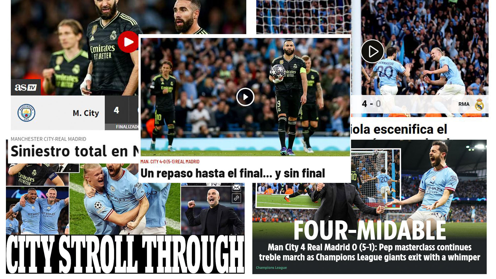 “Siniestro en Manchester”, “brillante venganza” y “Guardiola derrocó al Rey”: las repercusiones en el mundo de la goleada del City ante Real Madrid