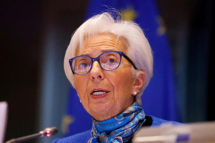 European Central Bank President Christine Lagarde speaks before the European Parliament's Committee on Economic and Monetary Affairs in Brussels, Belgium.  March 20, 2023. REUTERS/Johanna Geron