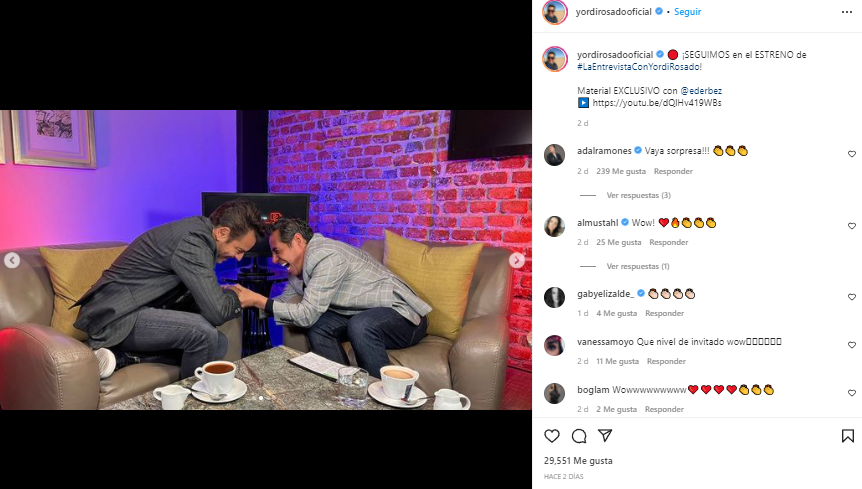 Eugenio Derbez fue el invitado sorpresa en el programa de entrevistas de Yordi Rosado (Foto: Instagram/@yordirosadooficial)