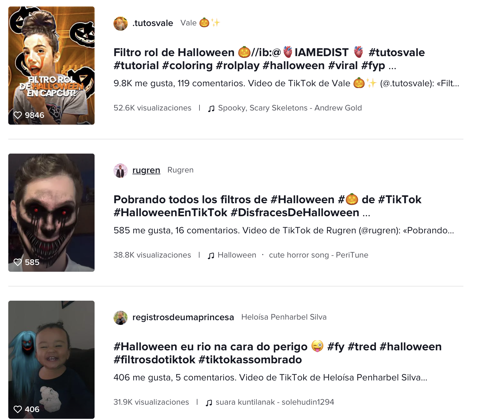 Videos de Halloween en TikTok. (foto: Blog de TikTok)