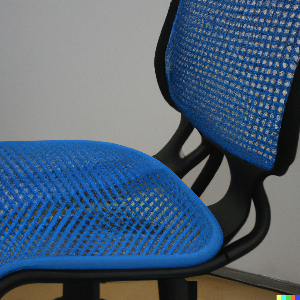 Una silla azul realizada por una inteligencia artificial. DALLE