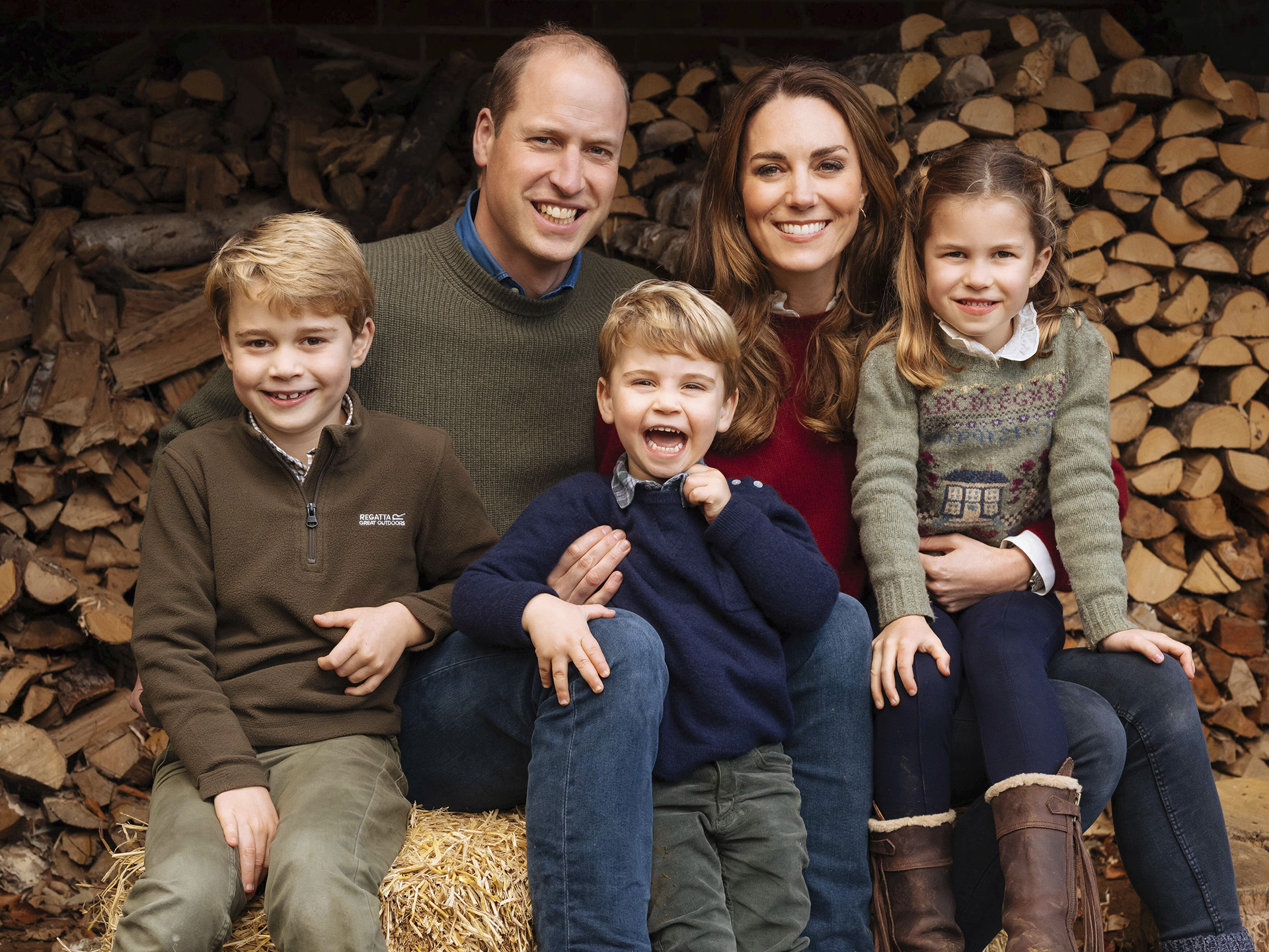 The 2020 Christmas card from Prince William, Kate and their children, Prince George, Princess Charlotte and Prince Louis, at Anmer Hall (AP)