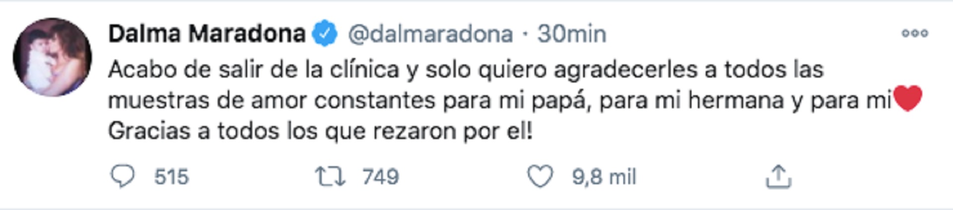 La publicación de Dalma Maradona