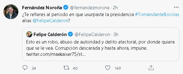 El diputado petista nuevamente cuestionó a Felipe Calderón por sus críticas hacia la actual administración (Foto: Twitter/ @fernandeznorona)