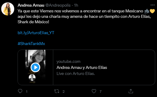 Andrea Arnau, juez en la versión colombiana del show, mostró su cercanía con Arturo Ayub (Foto: Captura de pantalla de Twitter/@Andreopolis)