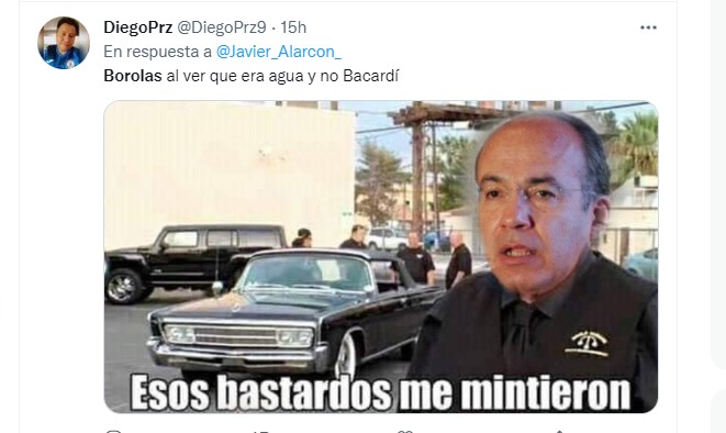 Social media users reacted with funny memes to the celebration of the former president and the Formula 1 driver (Picture: Twitter / @DiegoPrz9)