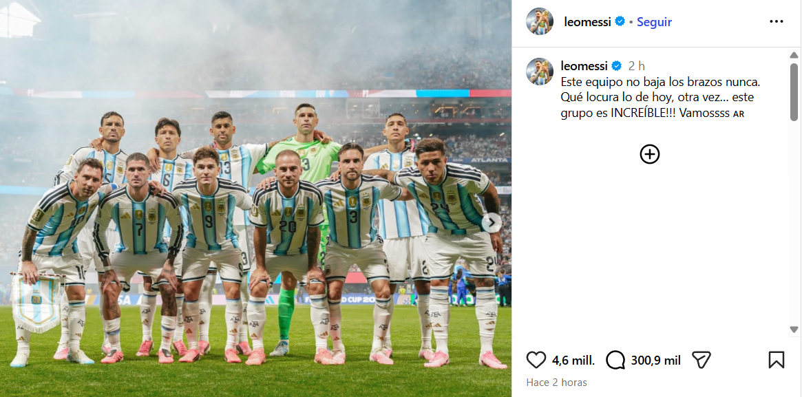 La publicación de Lionel Messi tras la clasificación a cuartos del Mundial: los comentarios de Colapinto y Di María en redes - Infobae