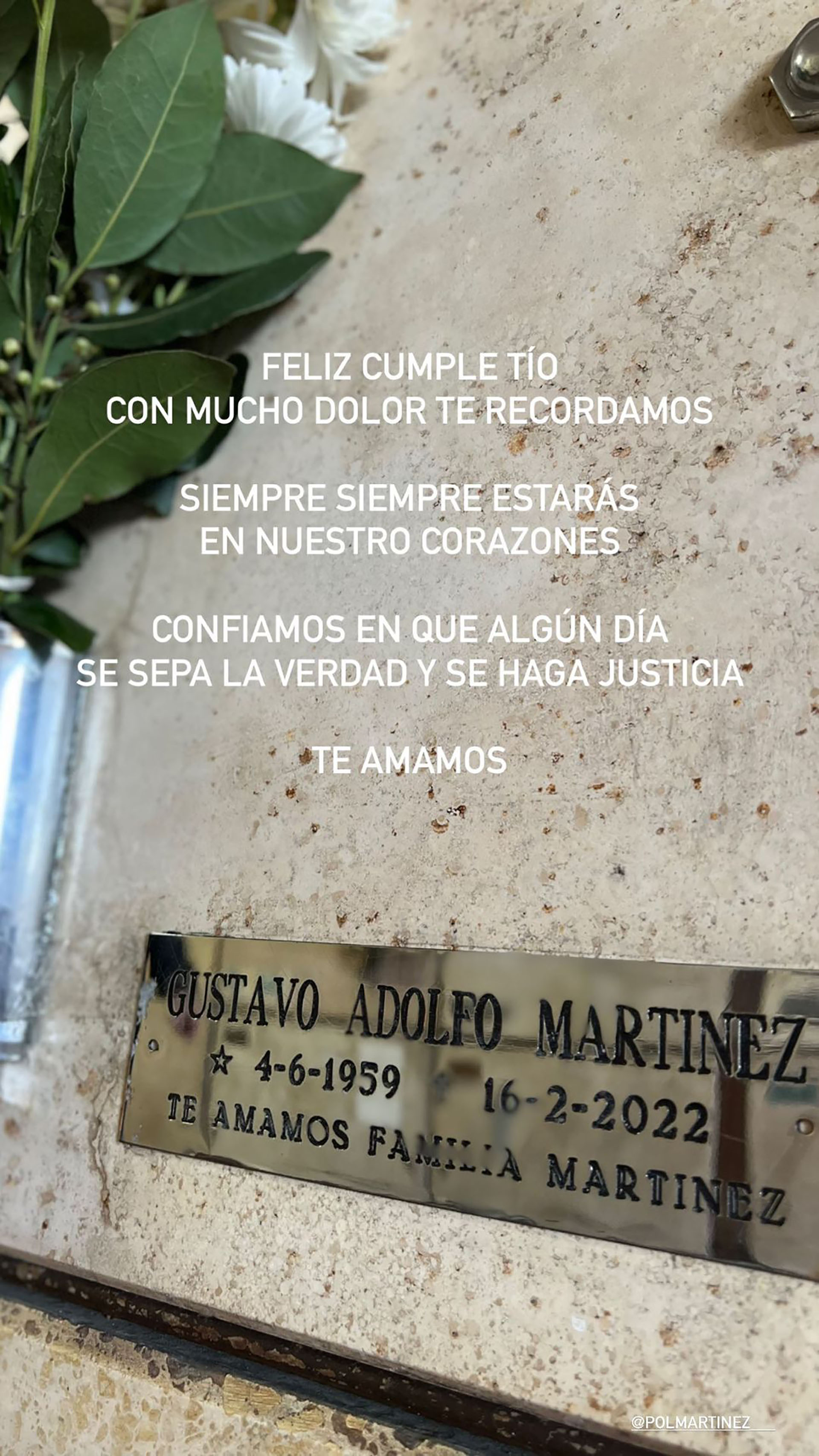 El mensaje del sobrino de Gustavo Martínez