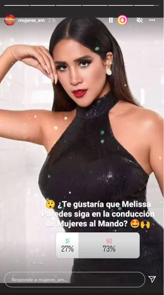Melissa Paredes no recibe el apoyo del público tras encuesta de MAM. (Foto: Instagram)