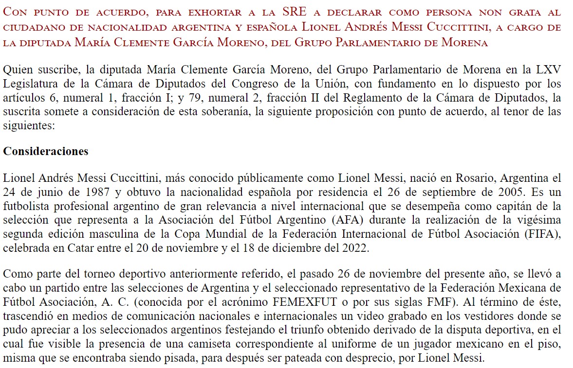 María Clemente García Moreno presentó la propuesta ante la Cámara de Diputados (Captura de pantalla)