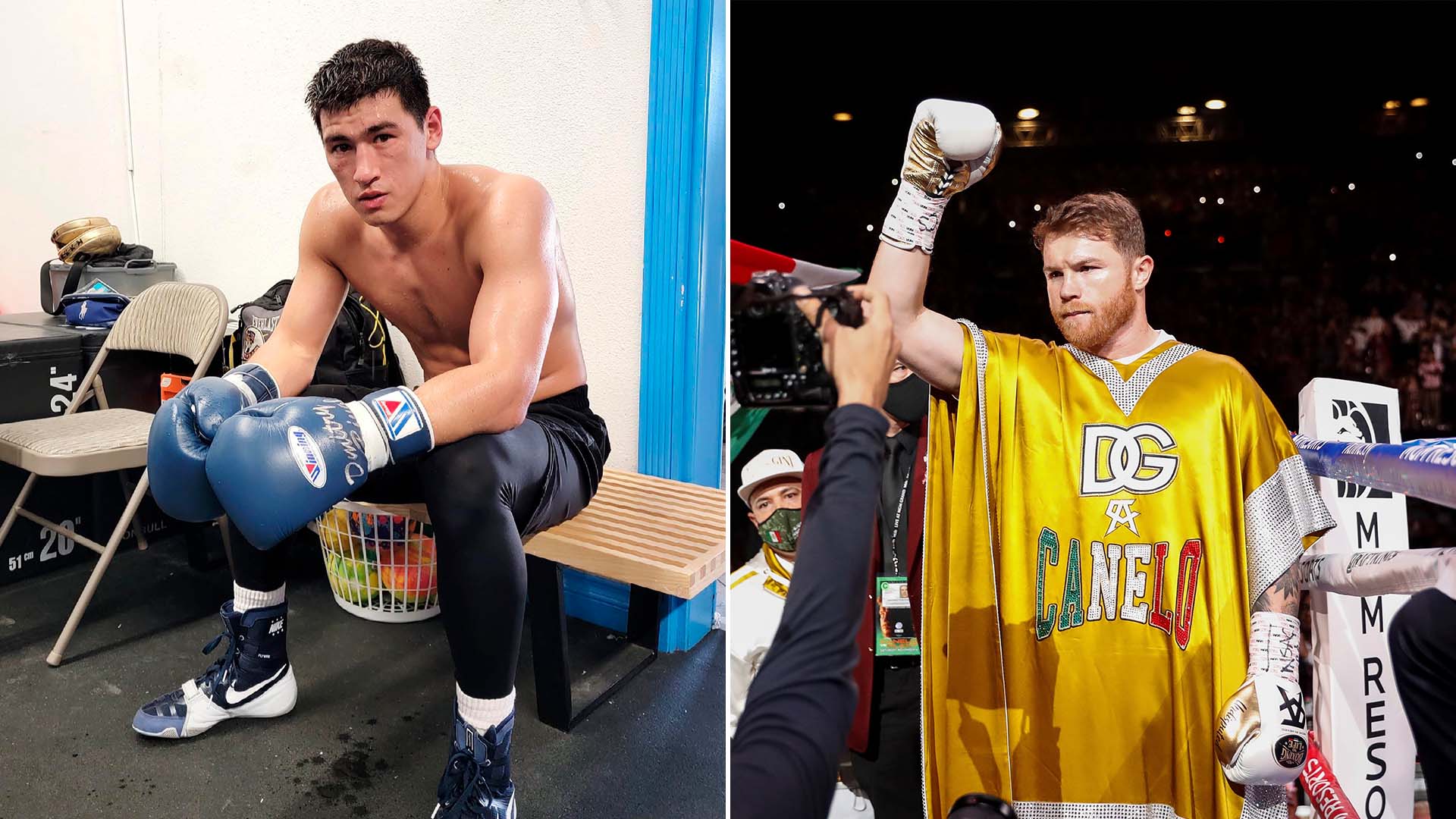 Dmitry Bivol y Canelo Álvarez se medirán el 7 de mayo por el cetro de las 175 libras de la Asociación Mundial de Boxeo (AMB) (Fotos: Instagram/@bivol_d //EFE/EPA/Caroline Brehman)