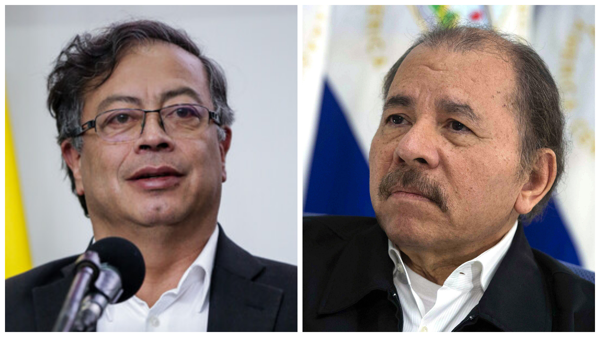 Ausencia de Colombia en sesión de la OEA sobre Nicaragua desata polémica: en la foto, los presidentes de Colombia y Nicaragua, Gustavo Petro y Daniel Ortega, respectivamente. Fotos: Colprensa y EFE.
