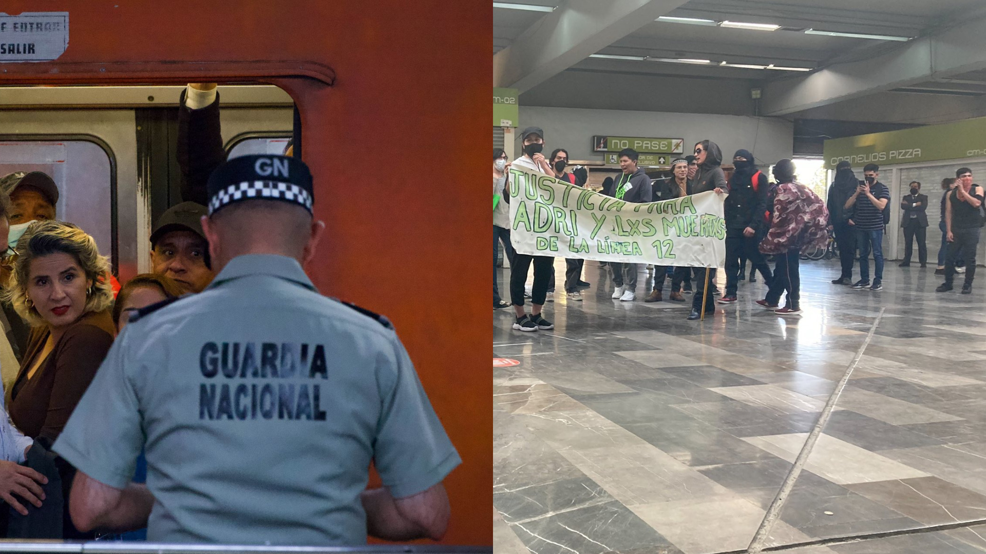 Protestantes exigieron que la Guardia Nacional salga del Metro (Cuartooscuro/Twitter @tavotejeda5)