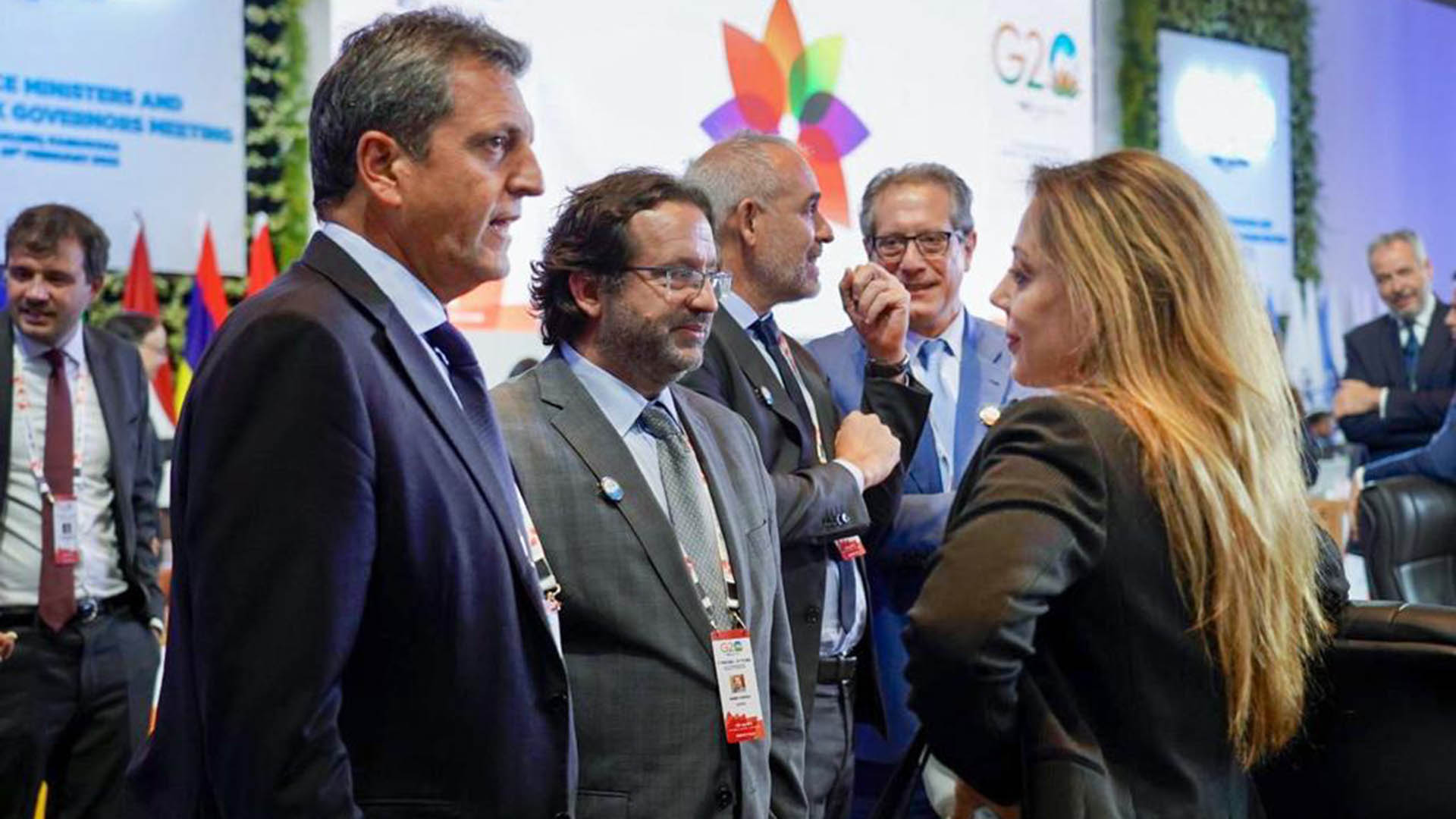 Sergio Massa, Marco Lavagna y Flavia Royón en la reunión del G20 en India