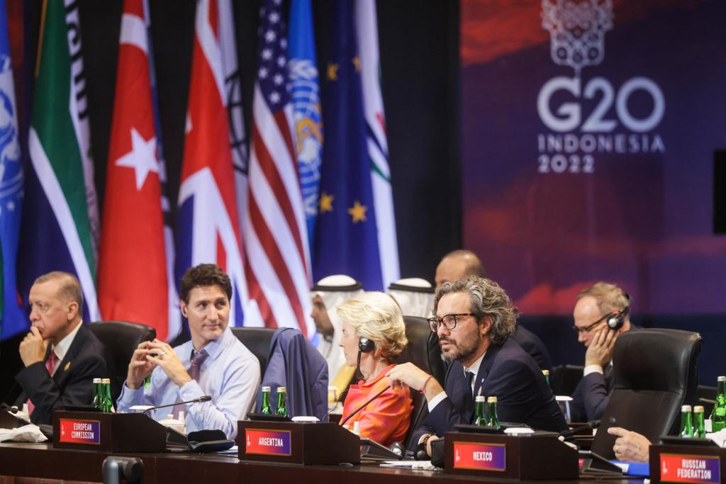 El canciller Santiago Cafiero durante las deliberaciones del G20 de Bali 