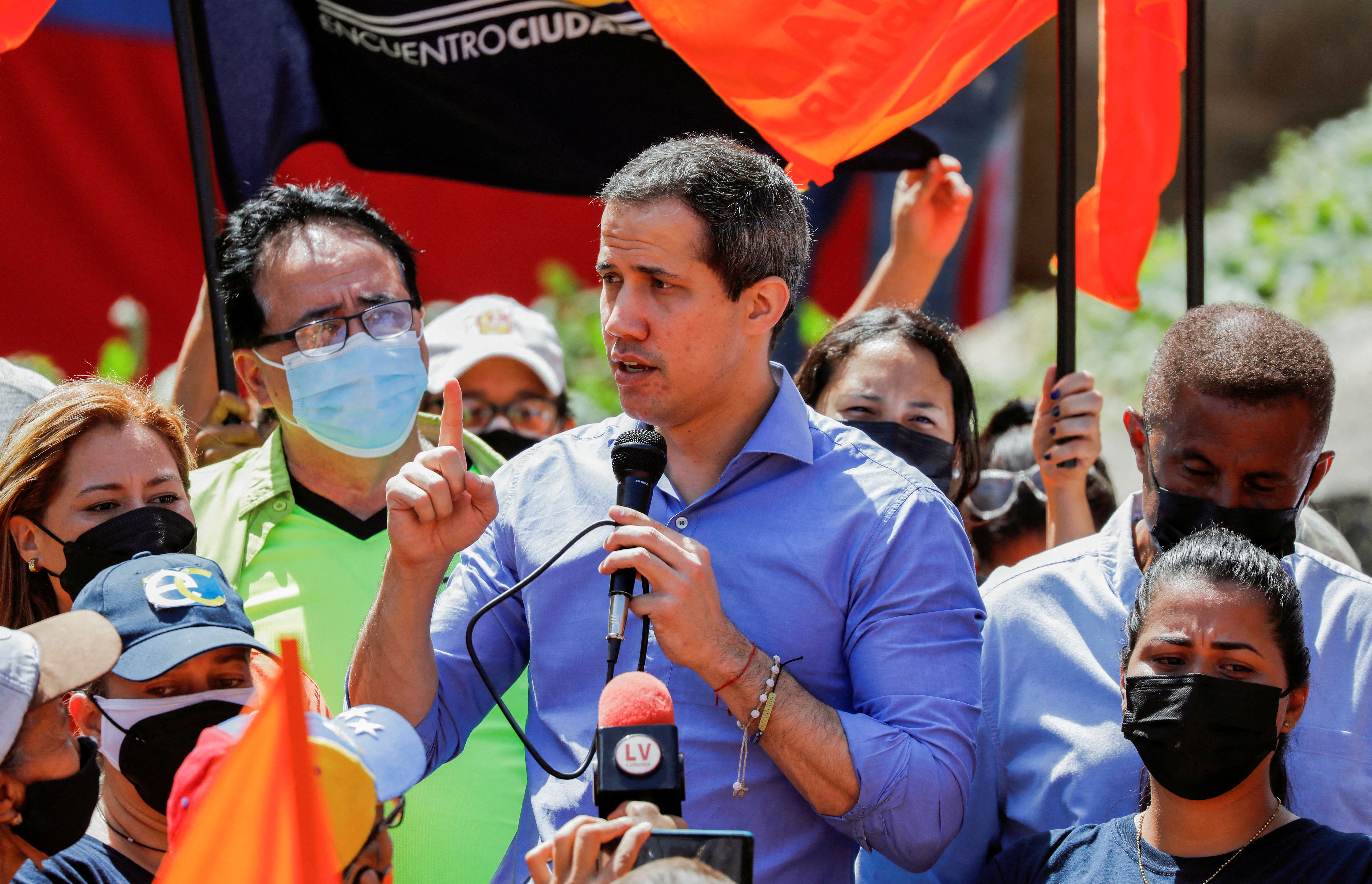 FILE PHOTO: Venezuelan opposition leader Juan Guaido meets supporters during an event called "Save Venezuela", in Maiquetia