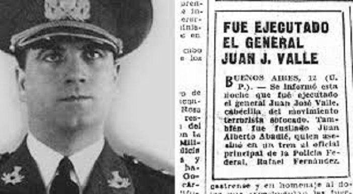 El general Juan José Valle encabezó la rebelión y fue uno de los primeros fusilados.
