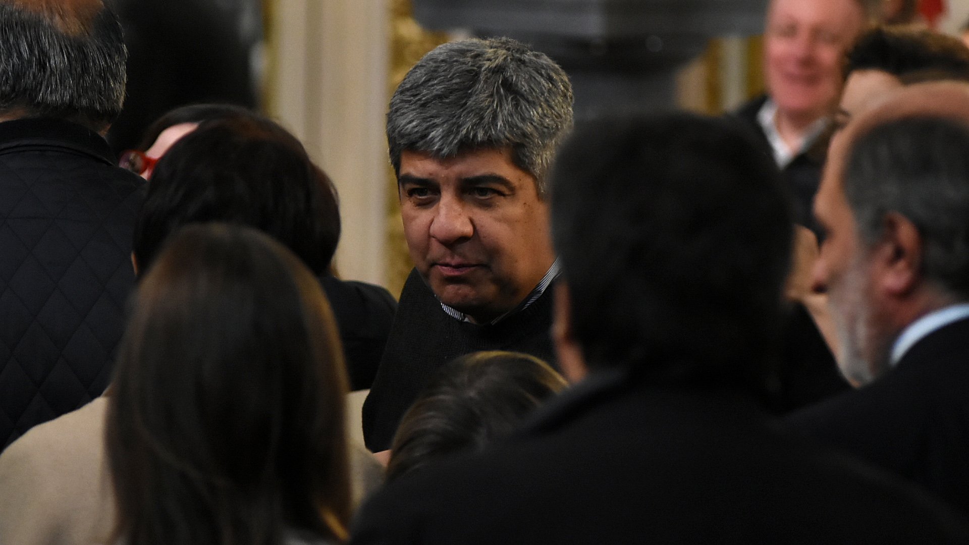 Pablo Moyano estuvo ayer en la Casa Rosada para la asunción de Silvina Batakis (Foto Nicolás Stulberg)
