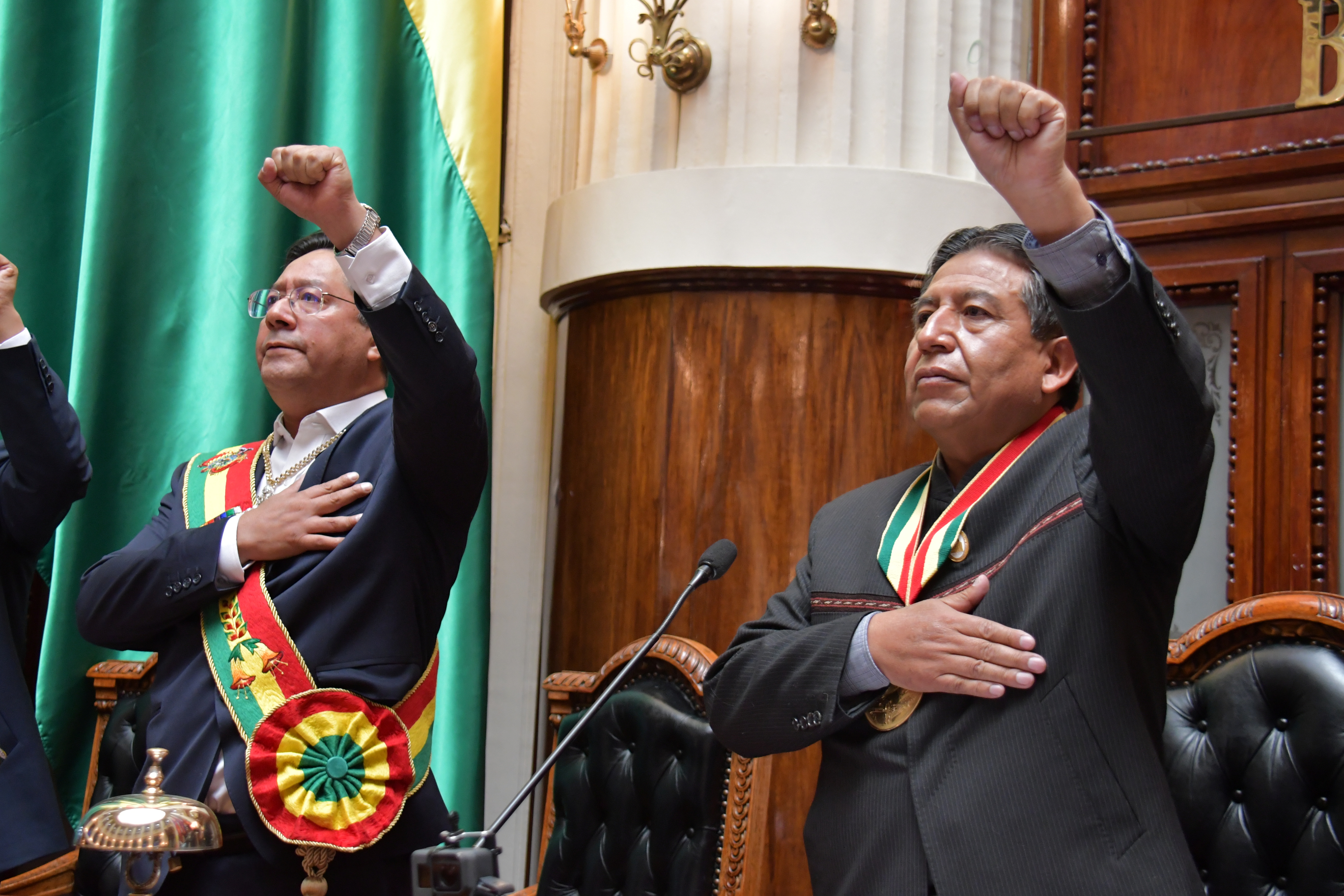El presidente de Bolivia, Luis Arce, y el vicepresidente, David Choquehuanc (Foto: REUTERS)