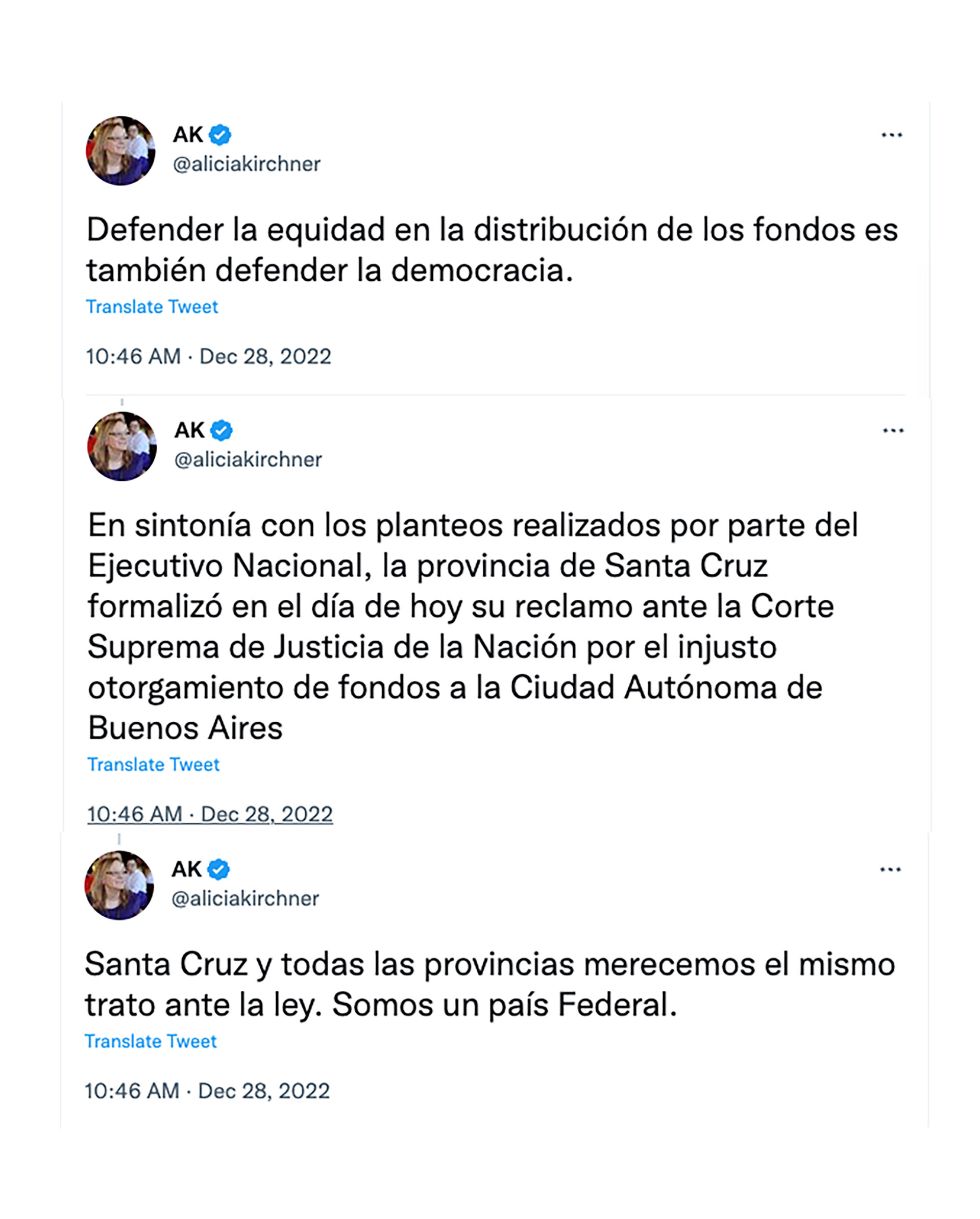 El mensaje de apoyo de Alicia Kirchner a la decisión del presidente Alberto Fernández 