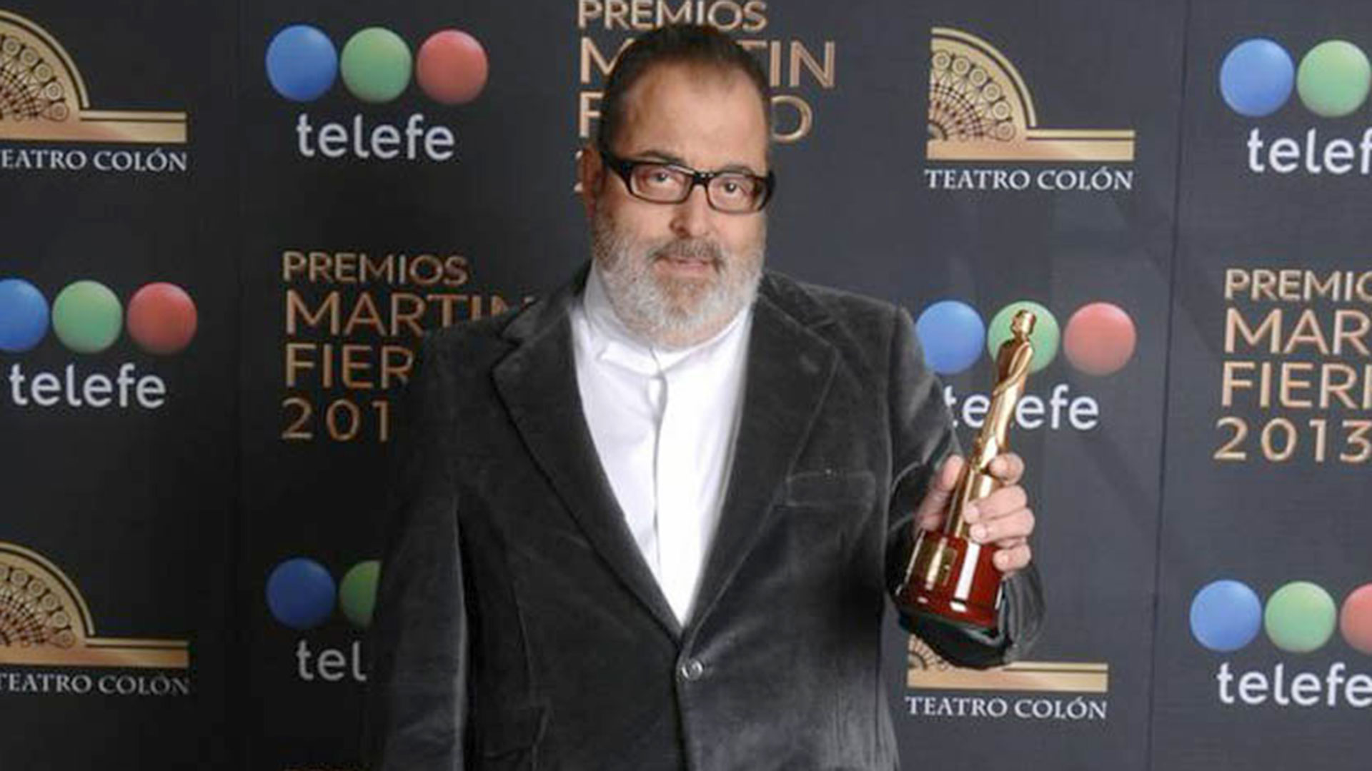 Jorge Lanata, en 2013, cuando fue premiado con el Martín Fierro en el Teatro Colón (Baires Press)