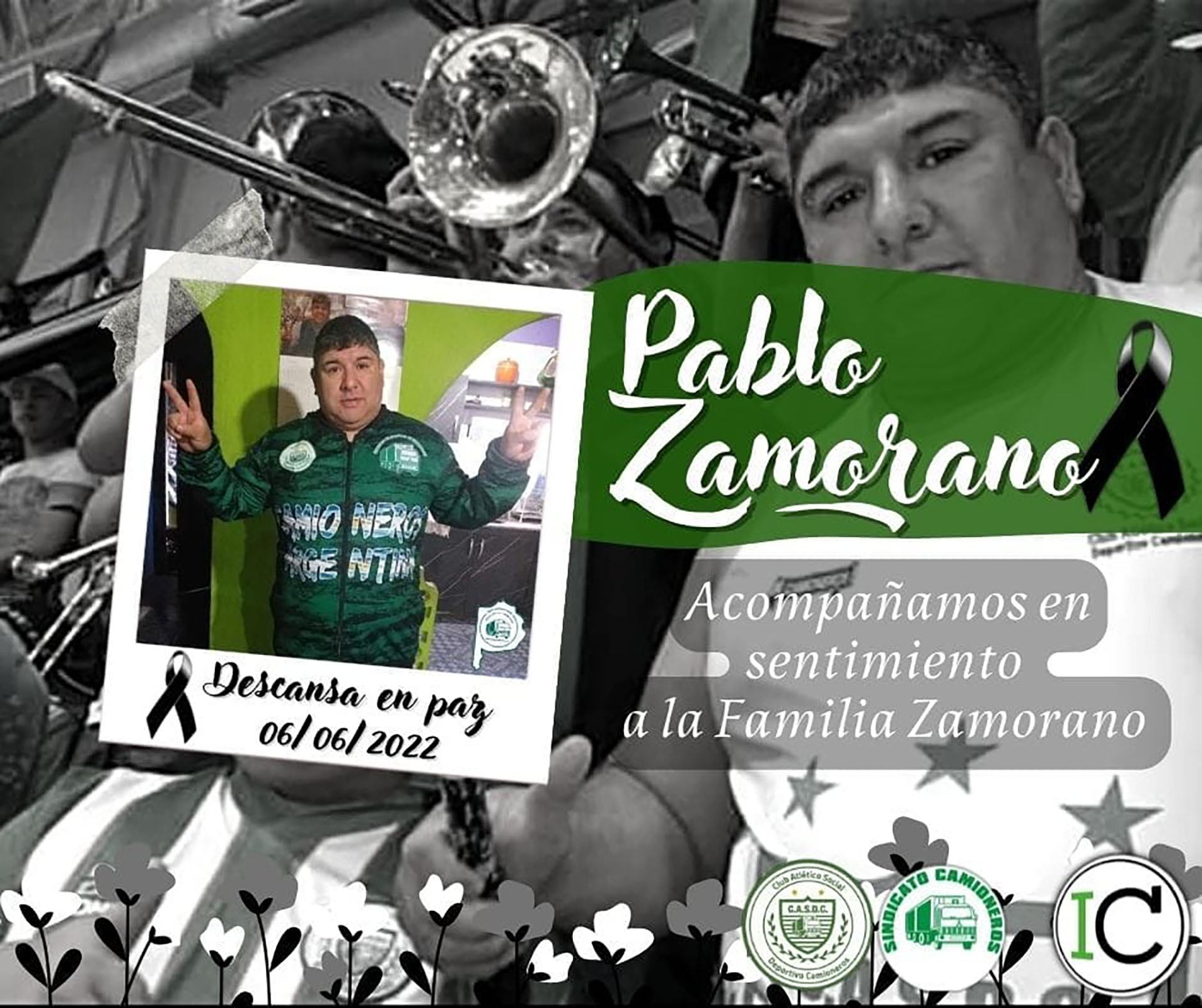 Homenaje del Sindicato de Camioneros tras el crimen de Zamorano