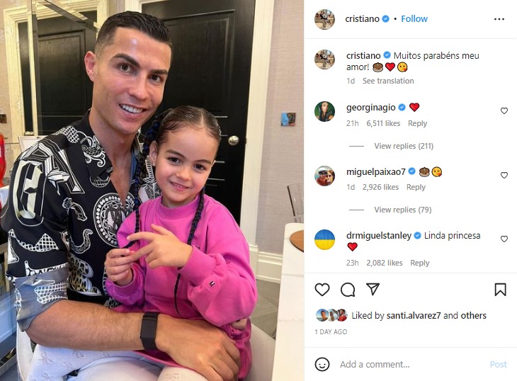 El último posteo de Cristiano Ronaldo dedicado al cumpleaños de su hija