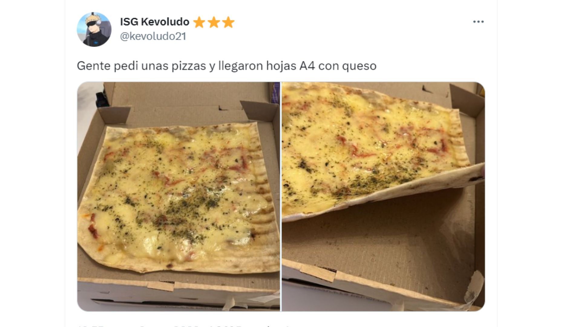 Pidió Una Pizza Dijo Que Le Enviaron Una “hoja A4 Con Queso” Y La Publicación Se Llenó De Memes