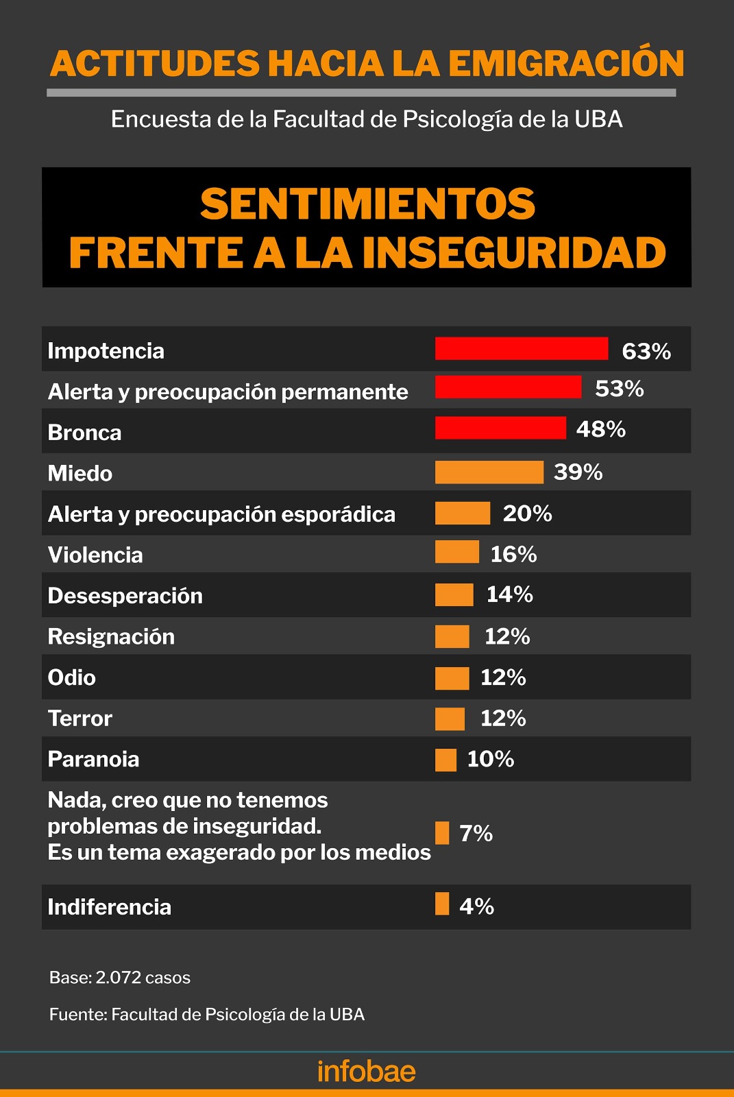 Impotencia es el principal sentimiento de los argentinos ante los reiterados hechos de inseguridad, según el informe de la Facultad de Psicología de la UBA