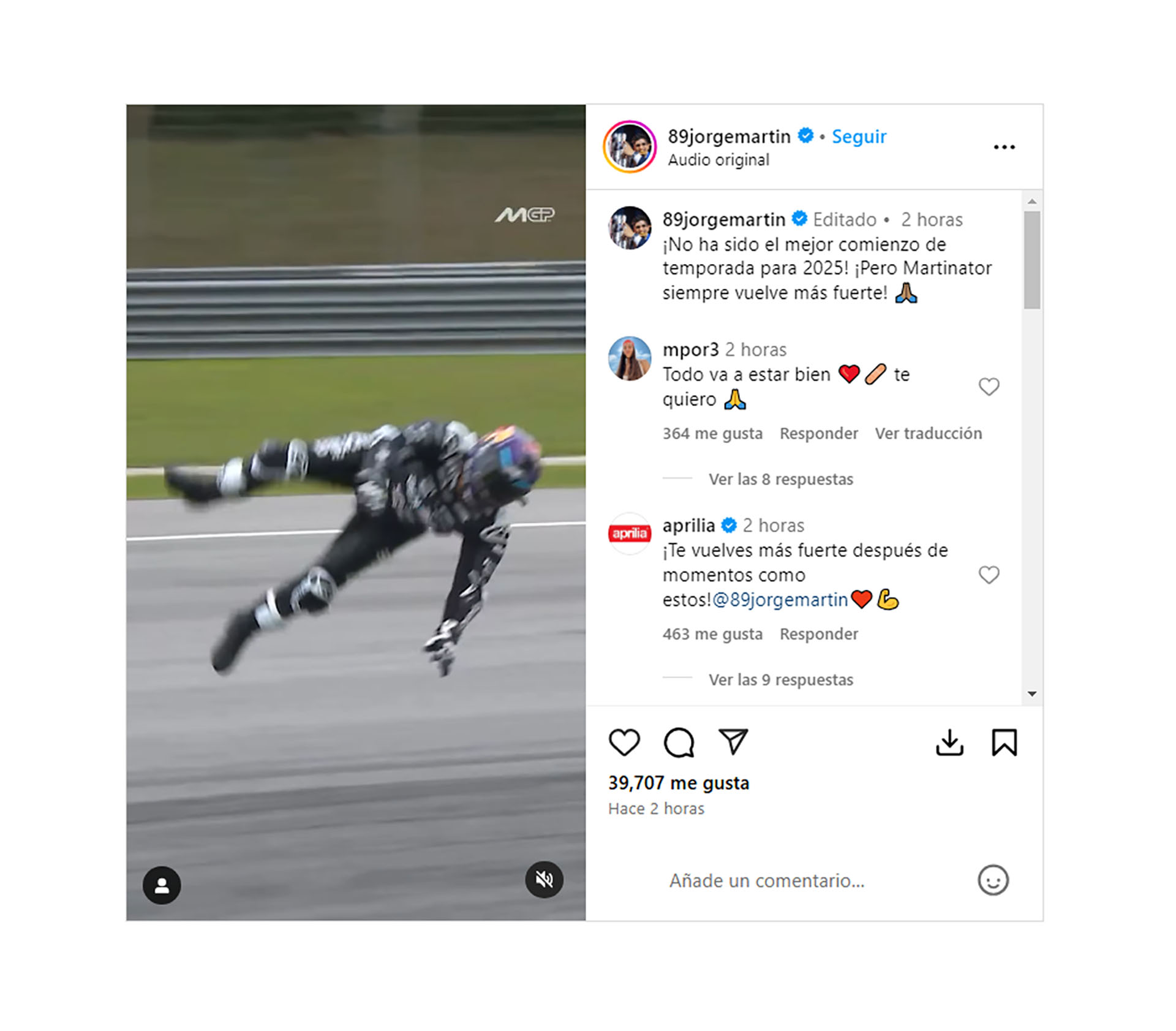 Brutal accidente del actual campeón del MotoGP: sufrió una doble fractura en Malasia y fue trasladado a Barcelona para ser operado