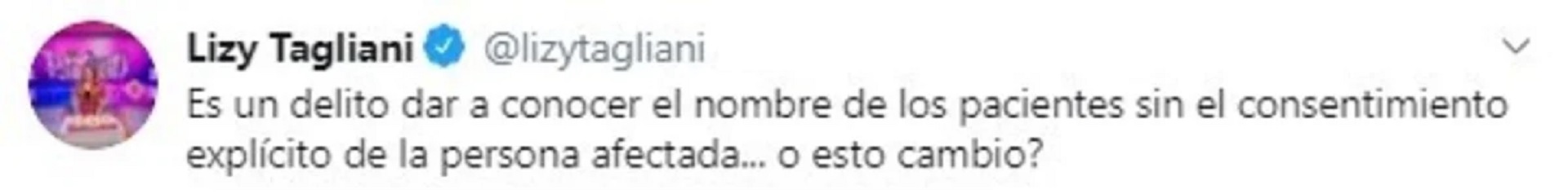 El tuit de Lizy Tagliani