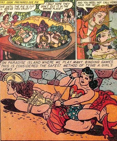 Antes y durante el desarrollo del personaje y sus aventuras, las discusiones fueron acaloradas. Marston, que refería toda acción humana al sexo, insistía en que la amazona invencible debía atravesar aventuras sujeta con sogas: escollo insalvable para los editores, ya que sugería bondage