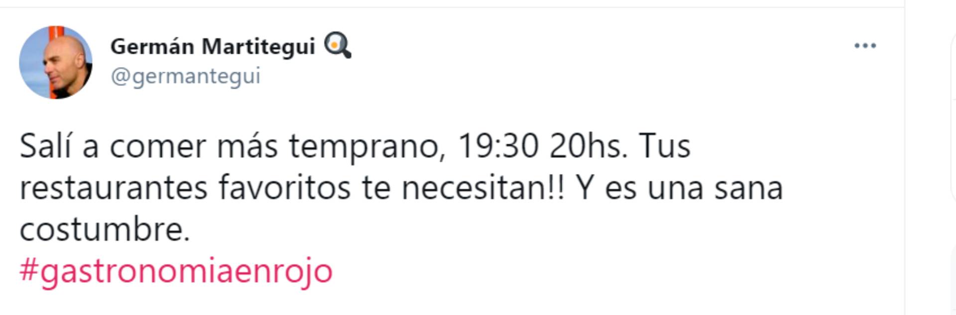 El mensaje de Martitegui en Twitter