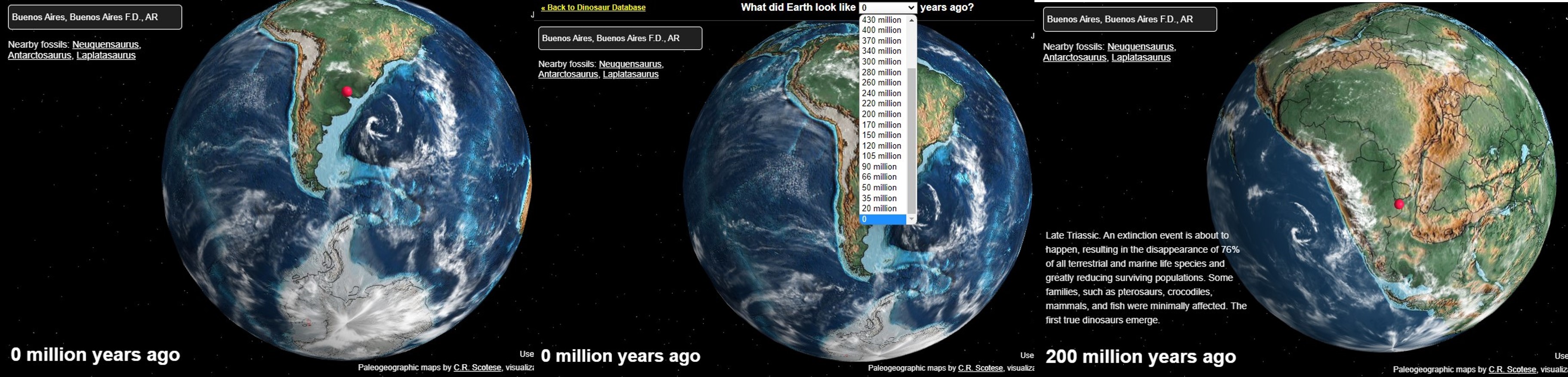 El mapa interactivo Ancient Earth Globe muestra cómo era la Tierra, un país o una ciudad hace millones de años. (Captura)