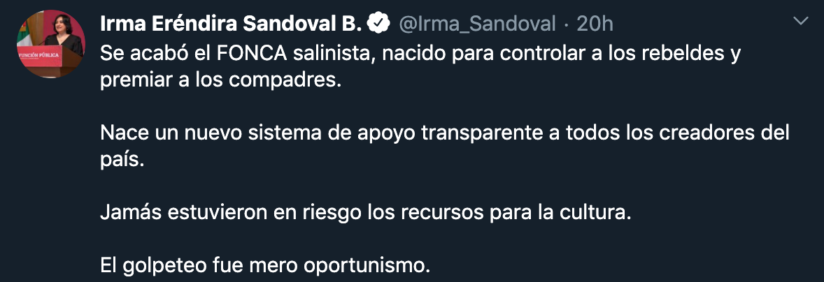 Foto: Twitter @Irma_Sandoval