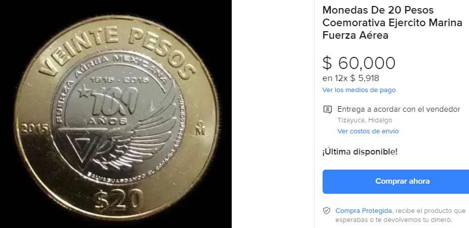 Moneda Fuerza Aérea. Mercado Libre
