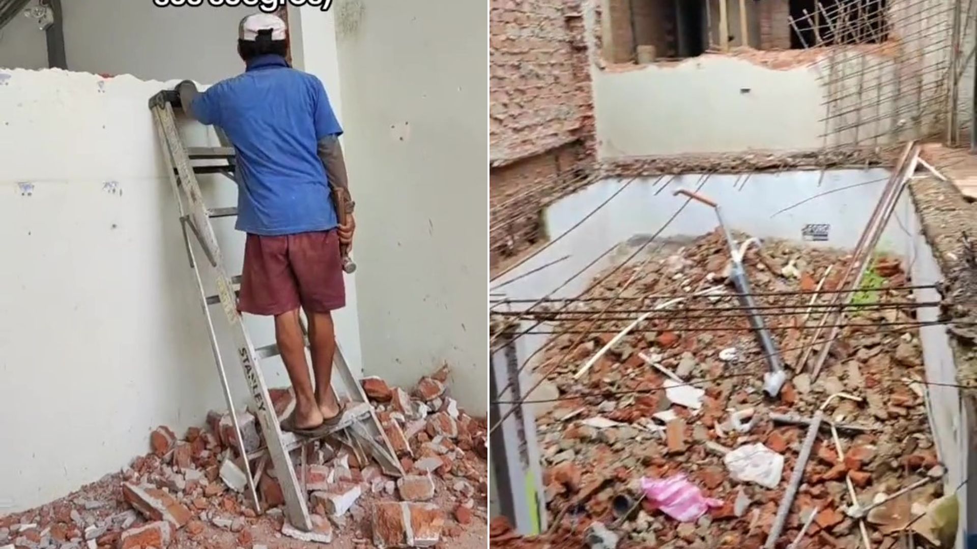 Un hombre destruyó la casa que había construido en la propiedad de sus suegros tras finalizar su relación