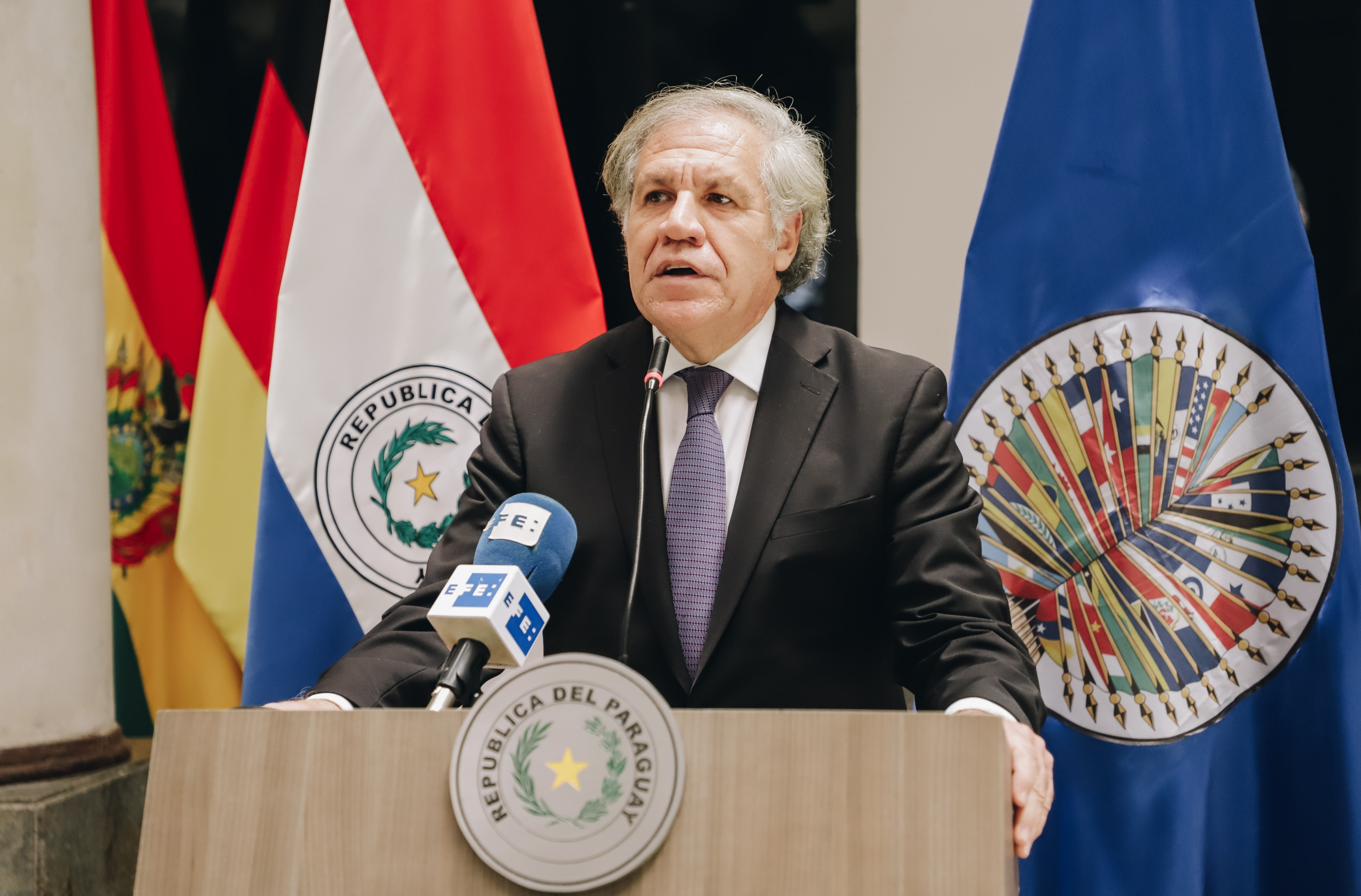 Luis Almagro, secretario general de la OEA, dijo que “es absurdo pensar que los criminales de lesa humanidad puedan organizar elecciones libres y justas” (EFE/ Nathalia Aguilar)
