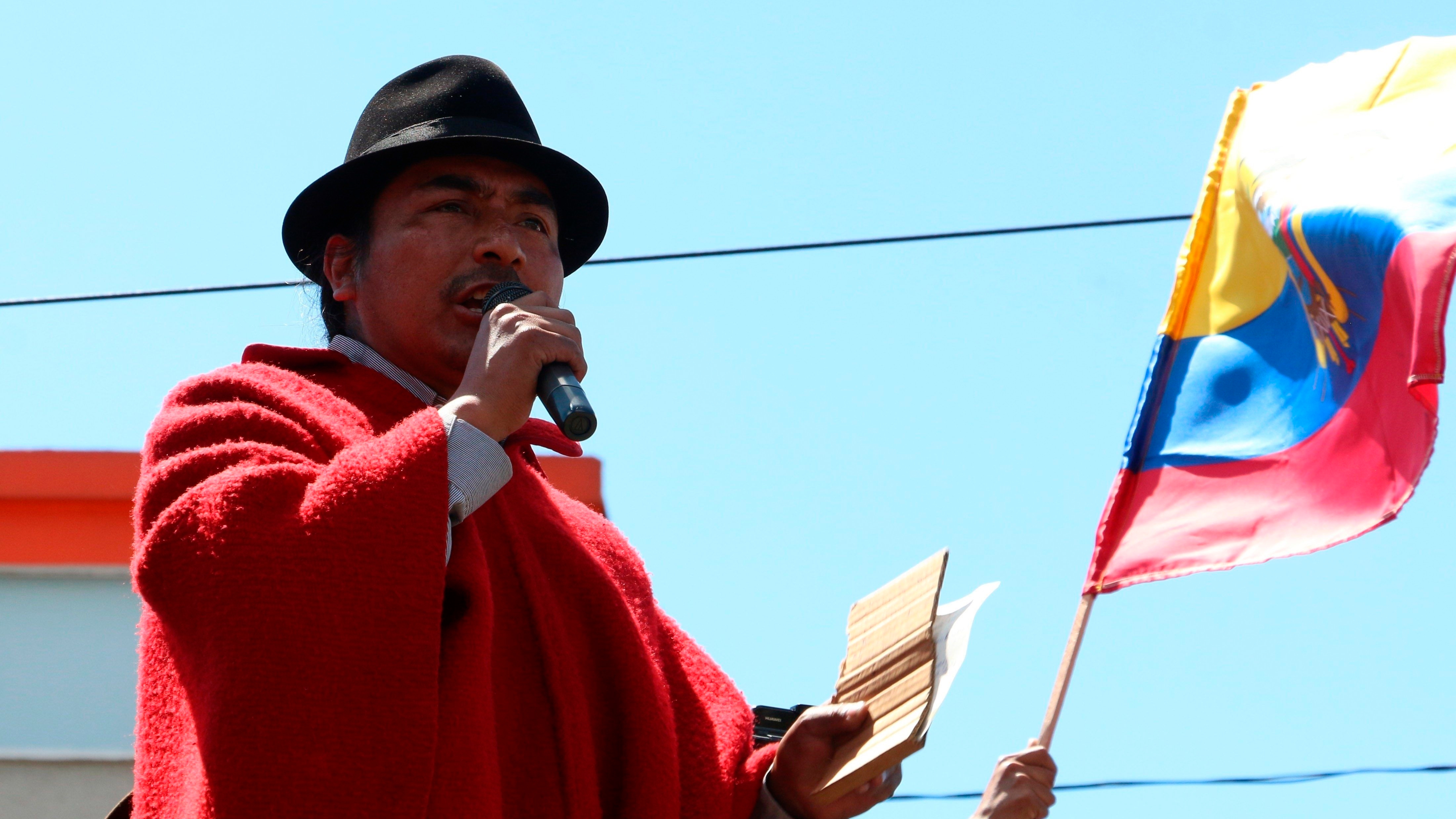 Leonidas Iza es el presidente de la Confederación de Nacionalidades Indígenas del Ecuador. (Foto: EFE/Rolando Enríquez).
