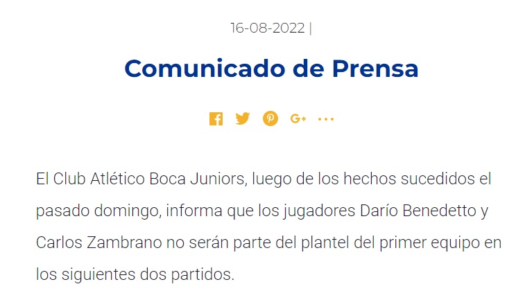 El comunicado de Boca sobre la sanción