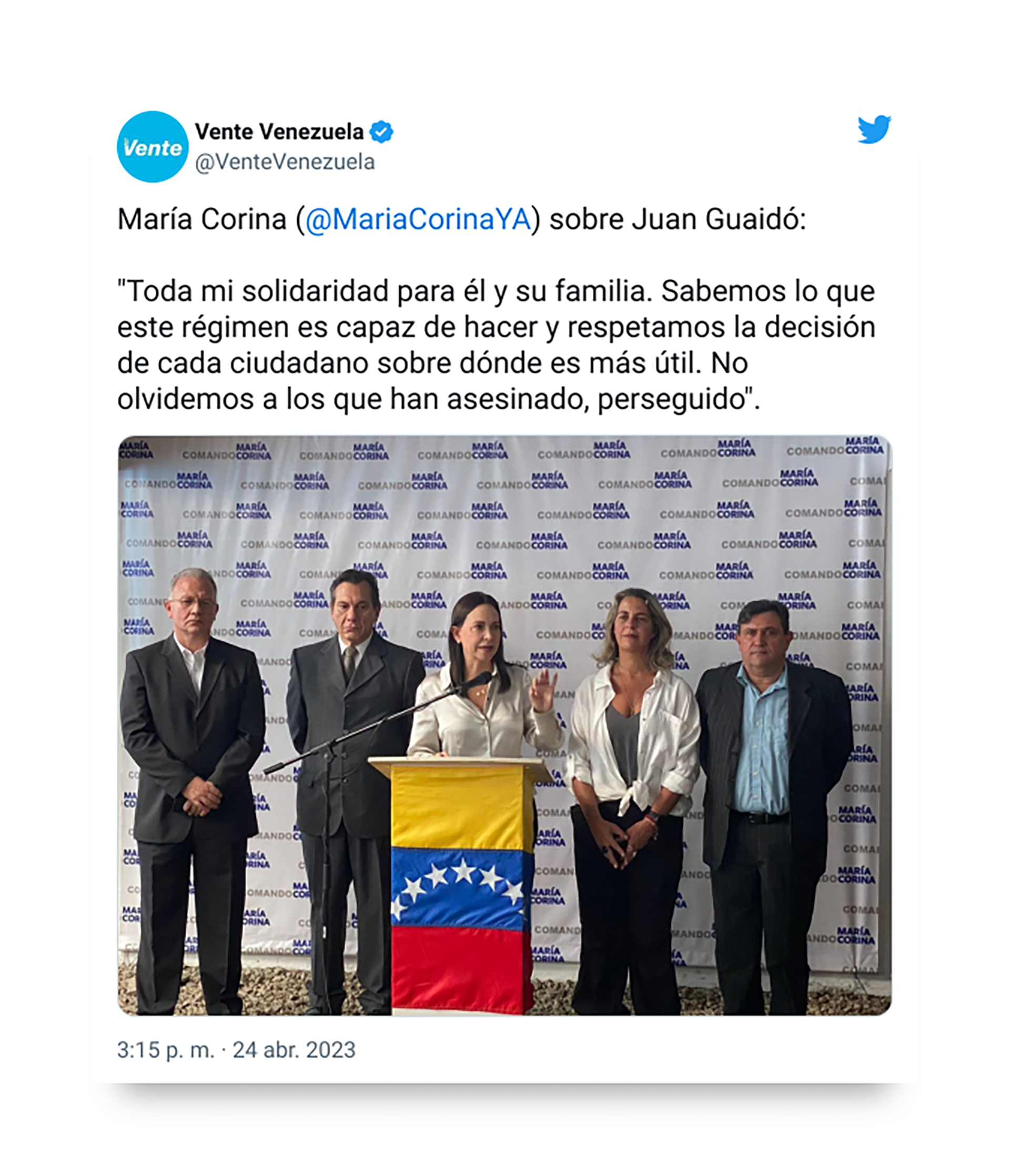 María Corina Machado también se manifestó tras la expulsión de Guaidó de Colombia