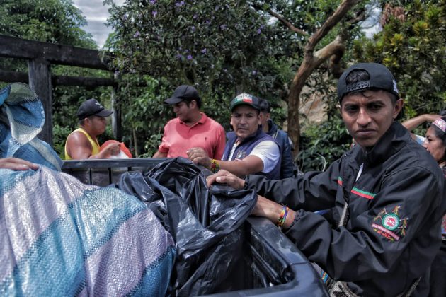 Integrantes del Consejo Regional Indígena del Cauca (Cric) visitaron la zona afectada en Rosas, Cauca por el derrumbe ocurrido el pasado lunes 9 de enero del 2023. CRIC