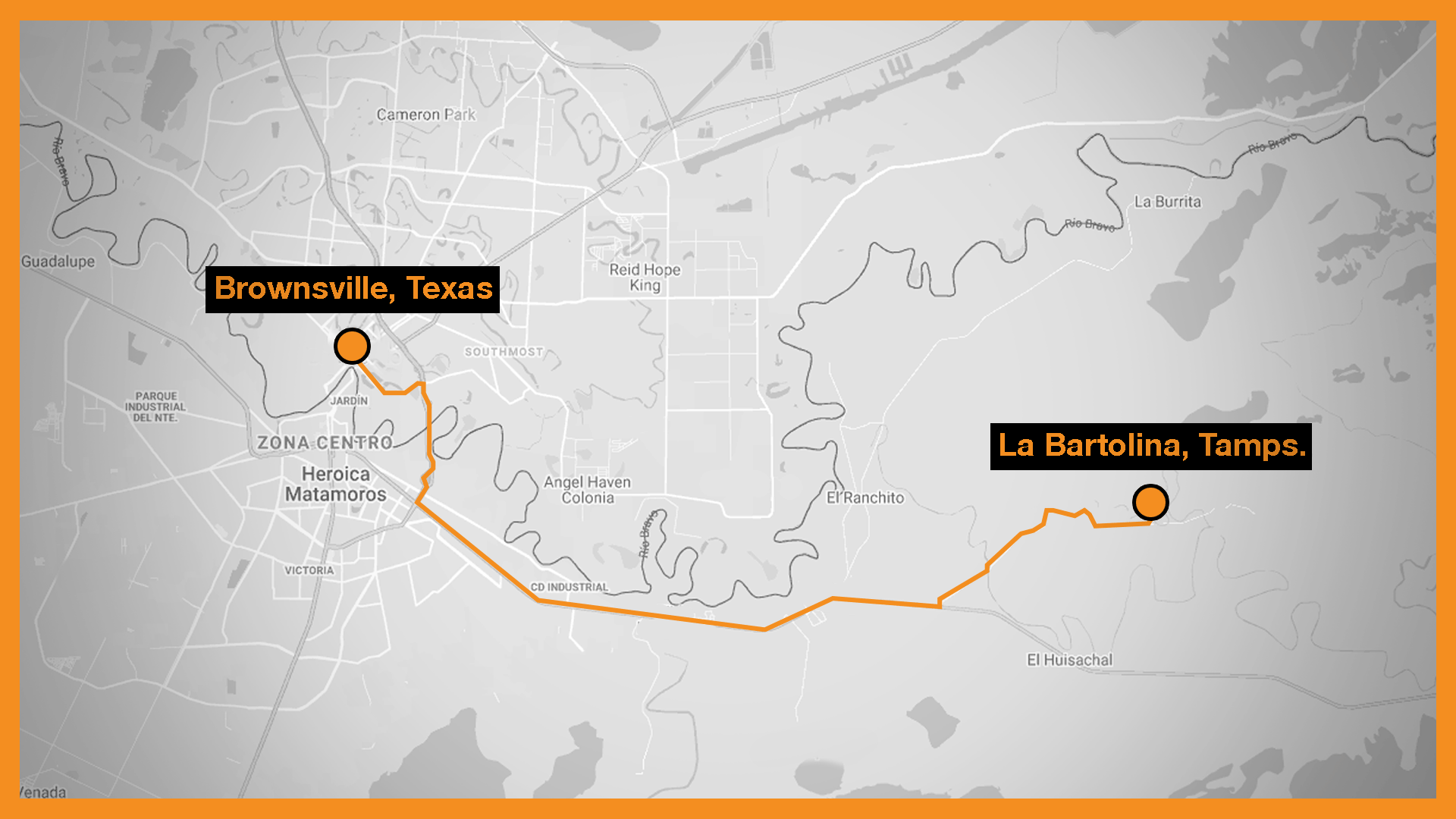 "La Bartolina" se encuentra a sólo 42 minutos de Brownsville, Texas, en EEUU (Mapa: Infobae México)
