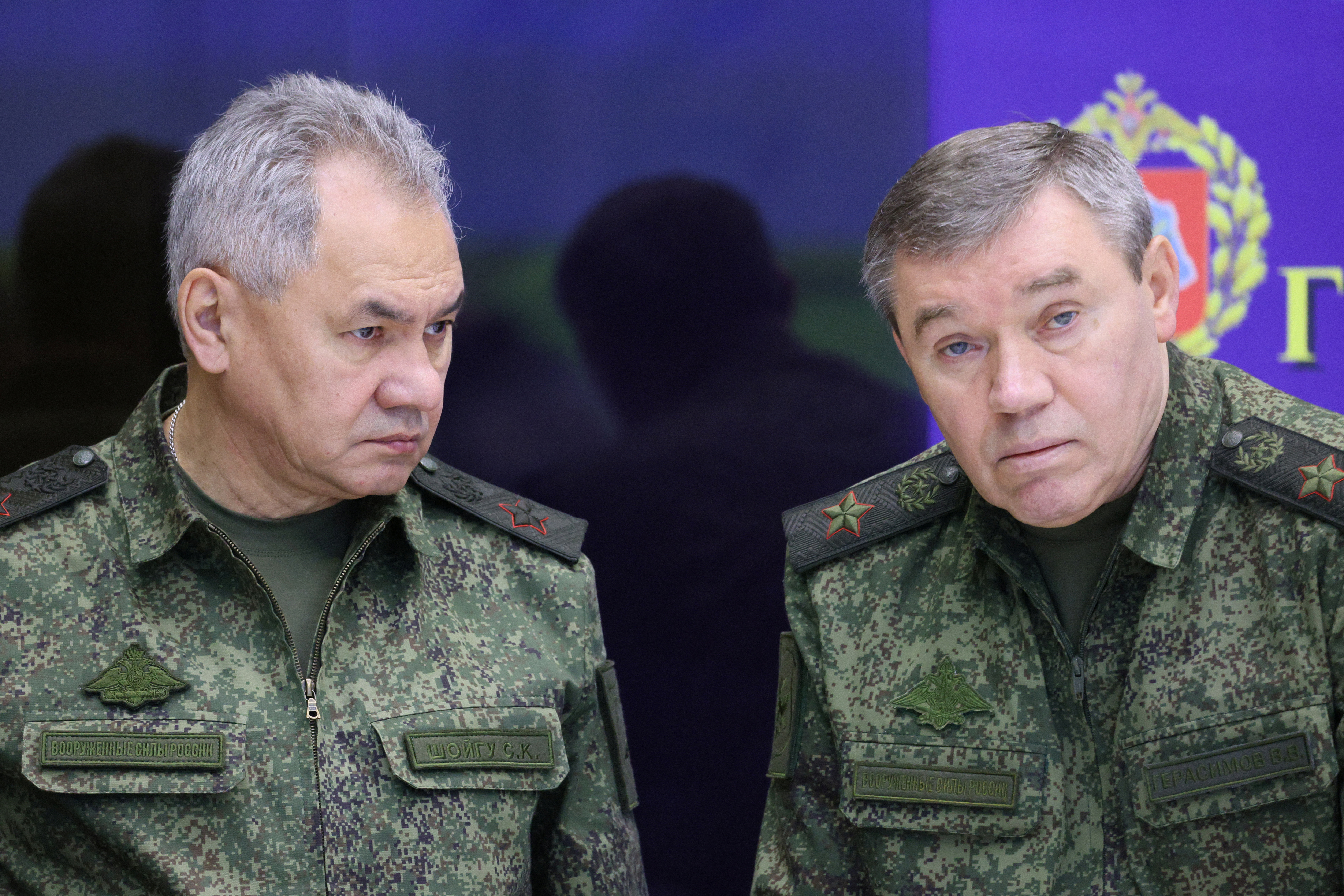 El ministro de Defensa ruso Sergei Shoigu y el general Valery Gerasimov (Sputnik/Gavriil Grigorov/Kremlin via REUTERS)