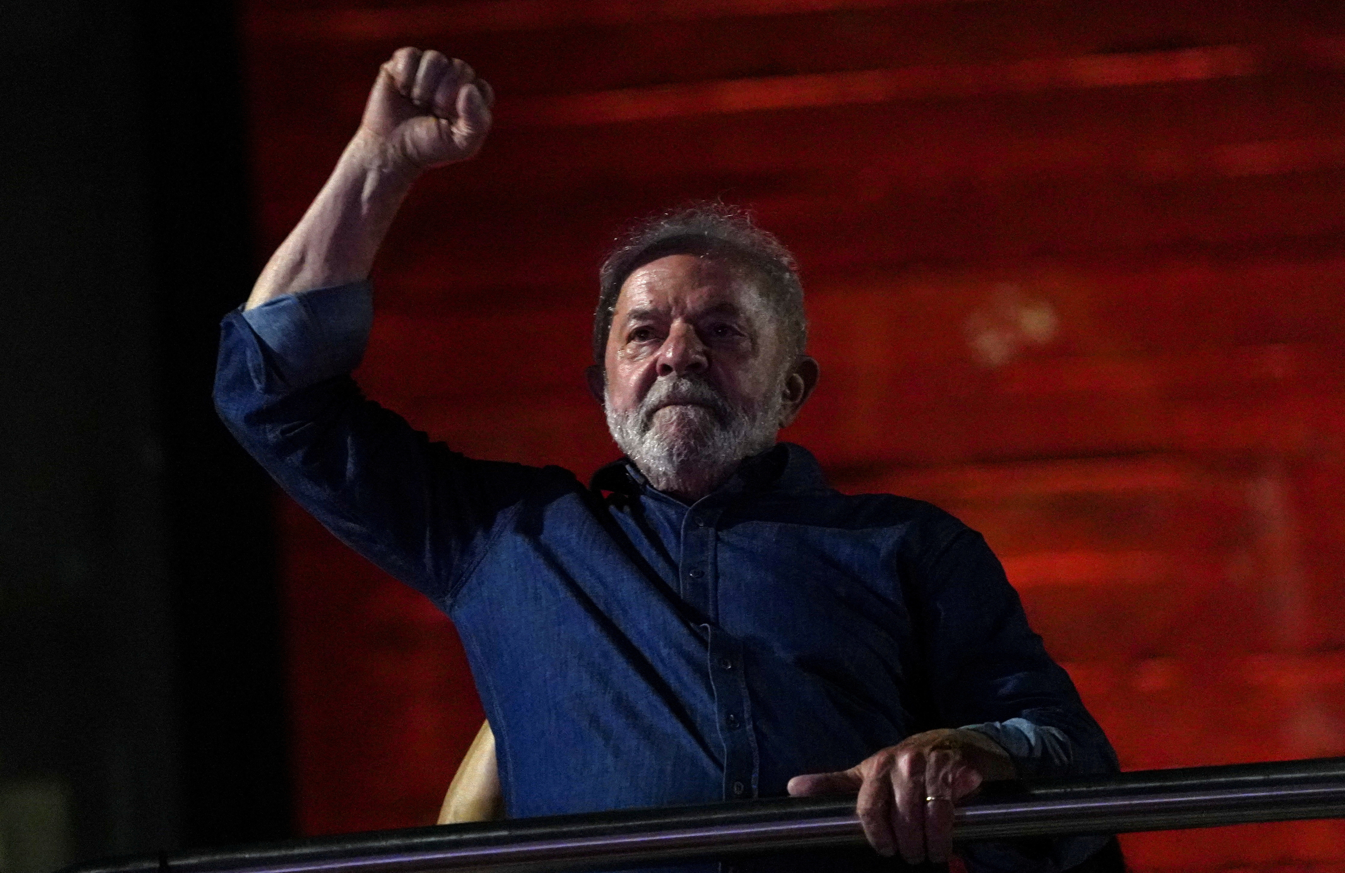 Brazil's President-elect Luiz Inacio Lula da Silva reacts at a late-night meeting on the day of the second round of the Brazilian presidential election, in Sao Paulo (Reuters)