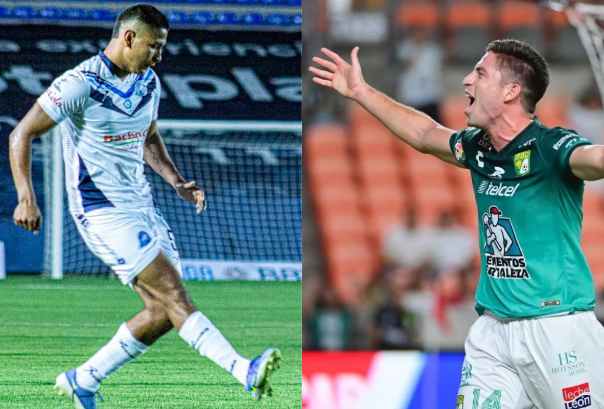 Santiago Ormeño y Jordan Guivin se enfrentaron en el amistoso León vs Celaya  previo al inicio de la Liga MX - Infobae